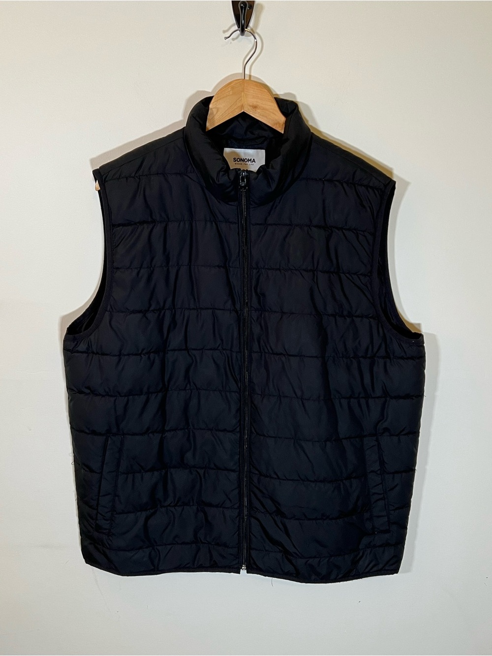 Sonoma Goods For Life Men’s Large Black Quilted Puffer Vest Full Zip